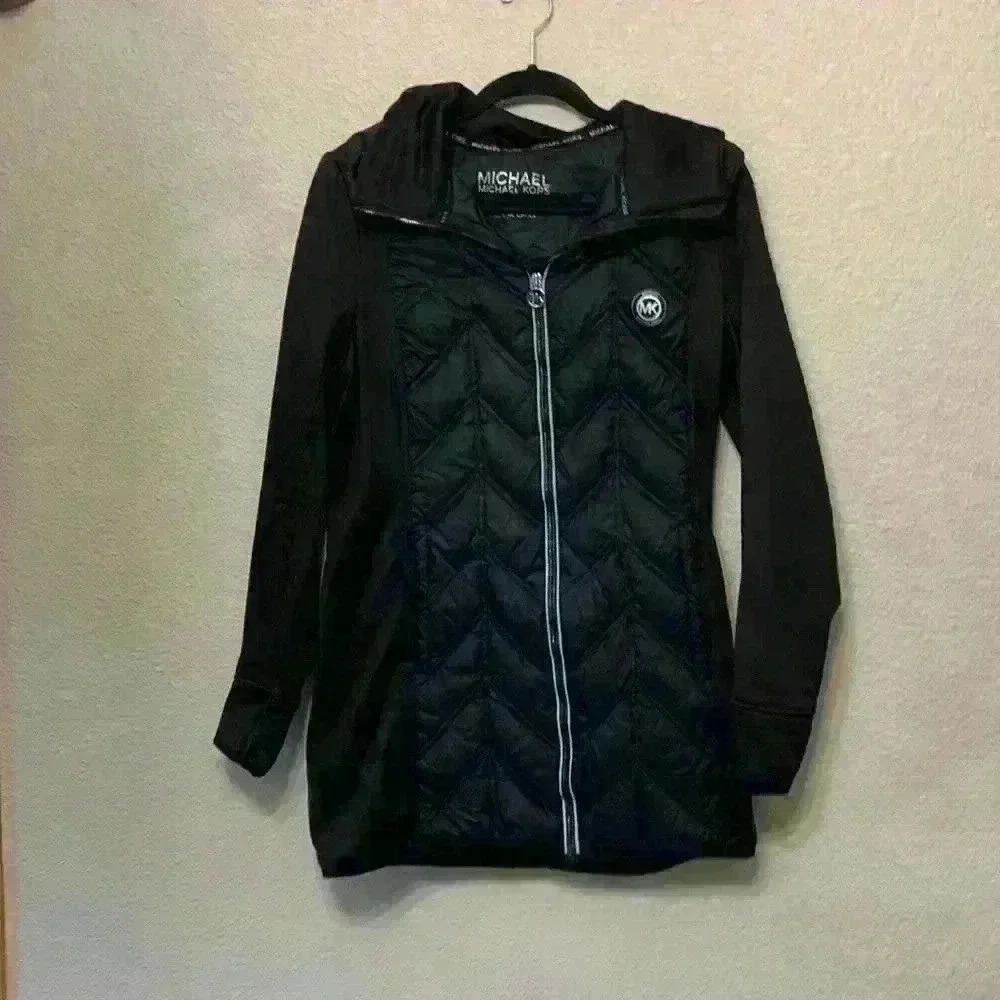 Michael Kors women’s black down jacket sz M winter long career preppy *wear